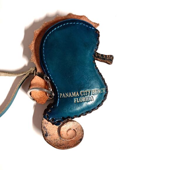 Blue Leather Seahorse Wristlet - 6'' PCB Florida Design - Picture 6 of 7